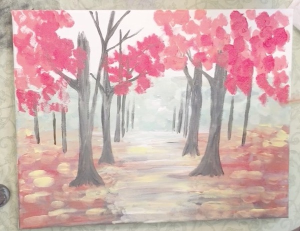 12. Painting red tree leaves