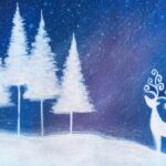 reindeer galaxy sky painting tutorial for beginners BLOG