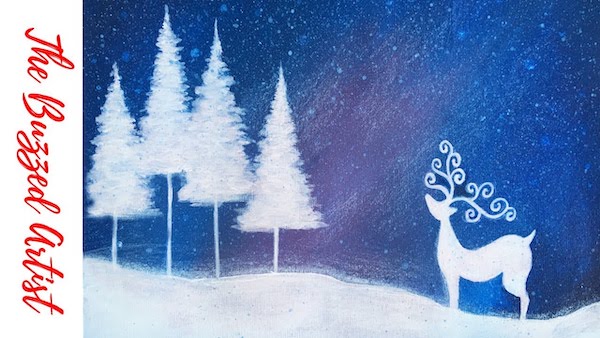 reindeer galaxy sky painting tutorial for beginners BLOG