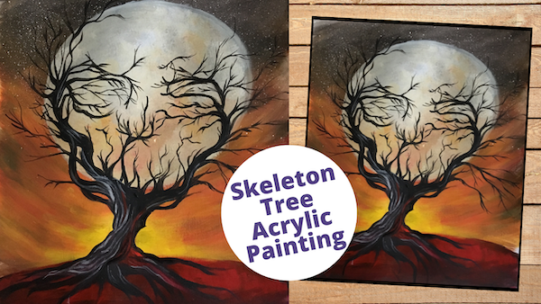 Skeleton Tree Acrylic Painting Class optical illusion