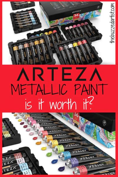 ARTEZA Metallic Acrylic Paint Set 36 Colors 22ml tubes 5 missing some used