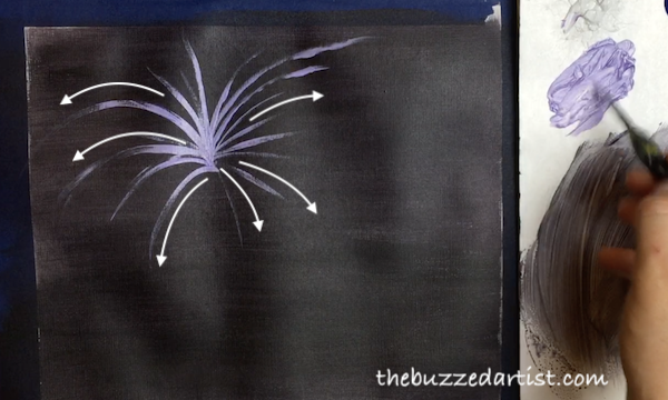 Painting fireworks full circle new years eve acrylic tutorial