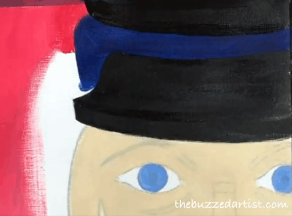 pop art Nutcracker acrylic painting tutorial for beginners hat brim