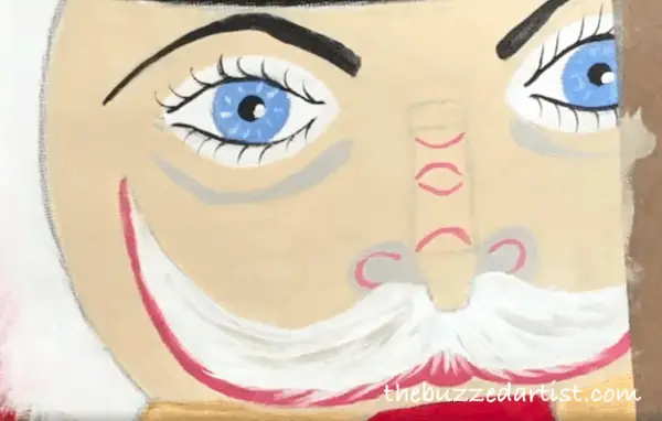 pop art Nutcracker acrylic painting tutorial for beginners nose details