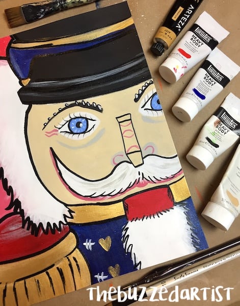 Completed Christmas nutcracker painting tutorial for beginners