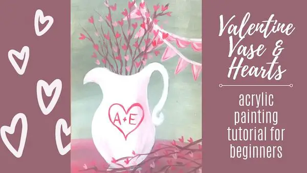 valentine vase hearts acrylic painting tutorial