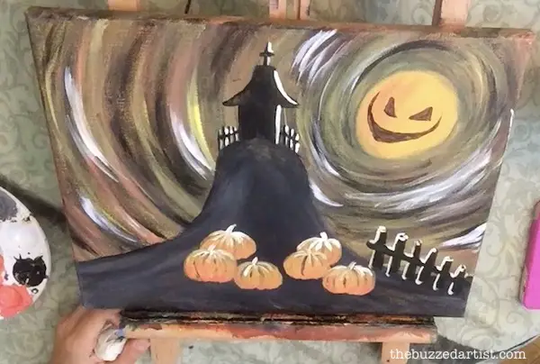11. Final church on haunted hill acrylic painting tutorial