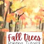 Learn how to paint a colorful fall tree landscape in this step by step acrylic painting tutorial for beginners. Create an autumnal painting featuring a forested path resplendent with fallen leaves and bordered with trees.